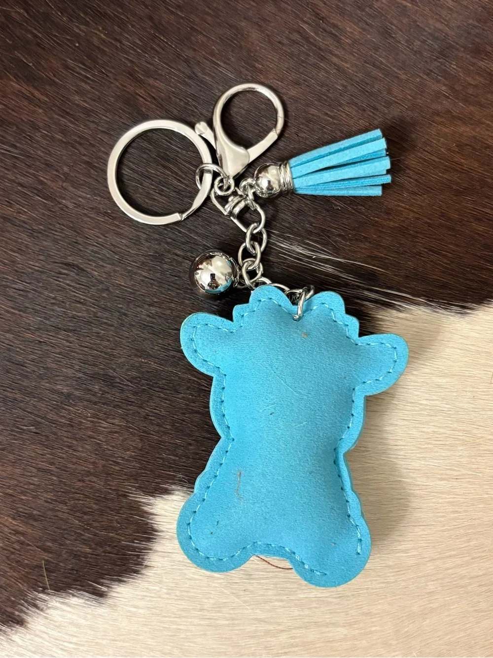 Blue Crystal Cow Keychain Charm for Kids